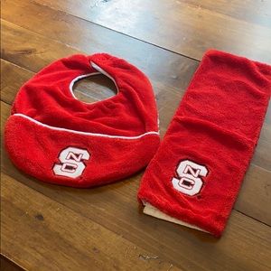 NC State bib and burp cloth set